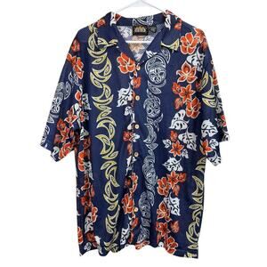 ODO Men's Hawaiian ALOHA Aerated Floral Button Up Short Sleeve XL Shirt